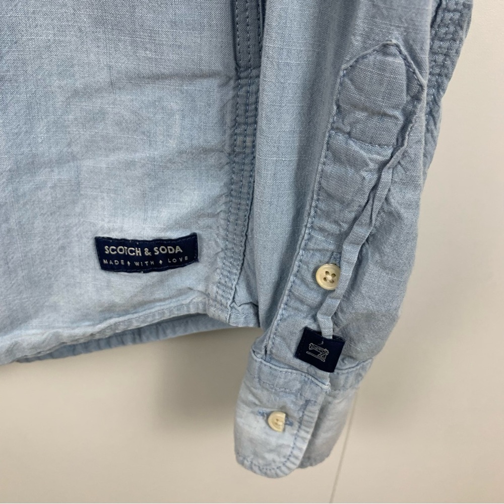 Scotch & Soda Denim Shirt Light Wash Button Up Long Sleeve Men's M Cotton Casual - Picture 5 of 9